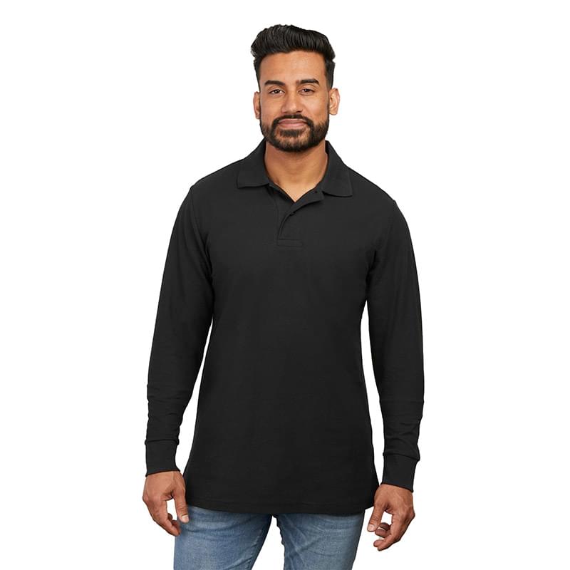 PALO Long Sleeve 100% Cotton Pique Polo - Men&#39;s